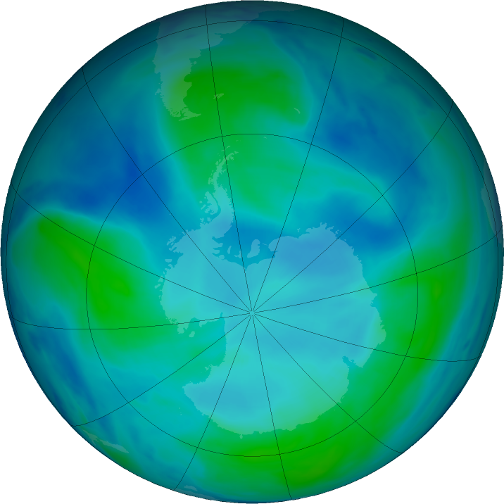 Antarctic ozone map for 15 February 2023